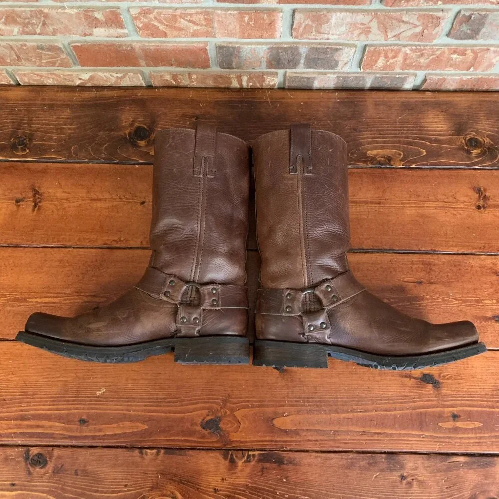 Frye Harness Mahogany Brown Leather Biker Motorcycle Western Boots Size 9 D - Picture 7 of 16